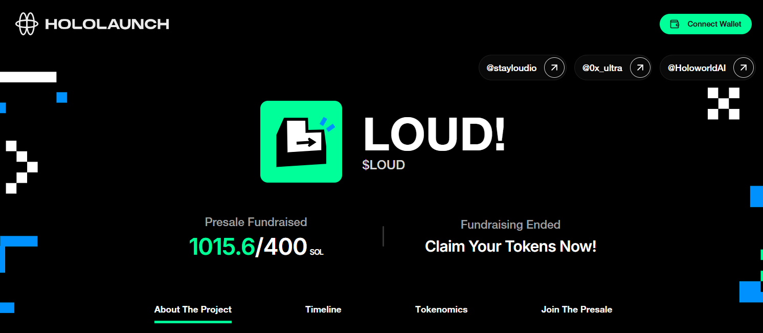 Giao diện website https://loud.hololaunch.ai/ - The Block LAB