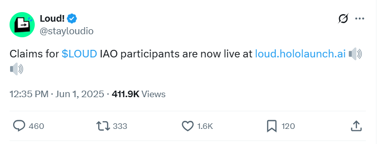 Tweet claim token của Loud! - The Block LAB