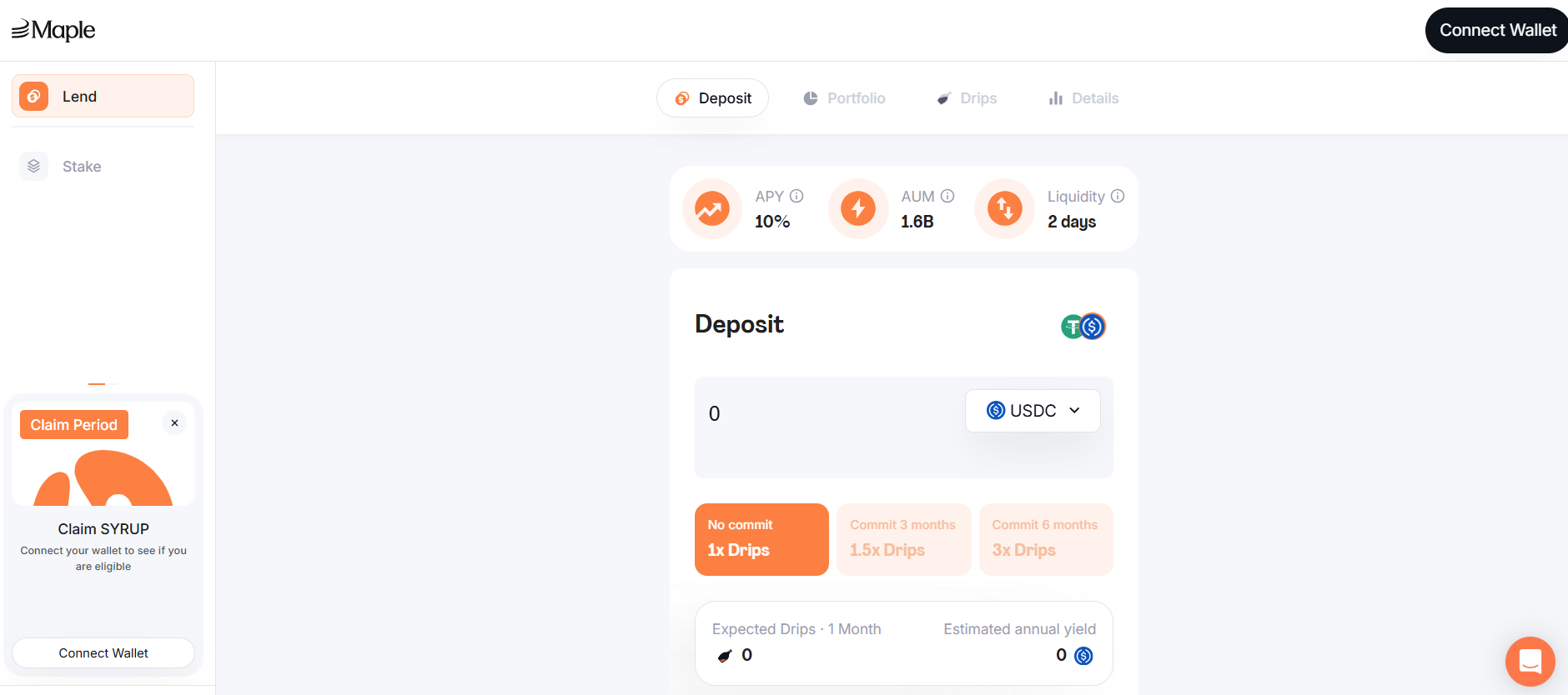 Giao diện dapp Maple Finance - The Block LAB