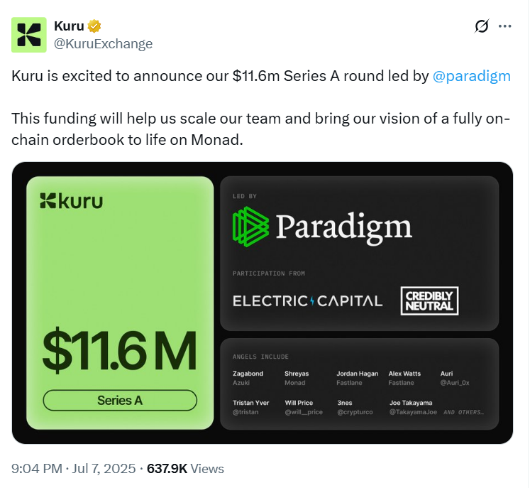 Tweet thông báo raise fund series A của KURU - The Block LAB